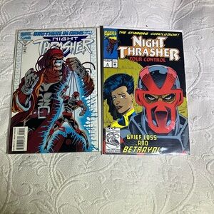 Lot of 2 Vintage Marvel Comics Night Thrasher: Four Control Comic Books Boarded